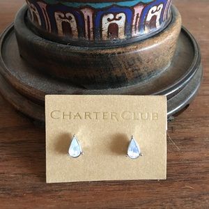 Diamond Tear Drop Stud Earrings